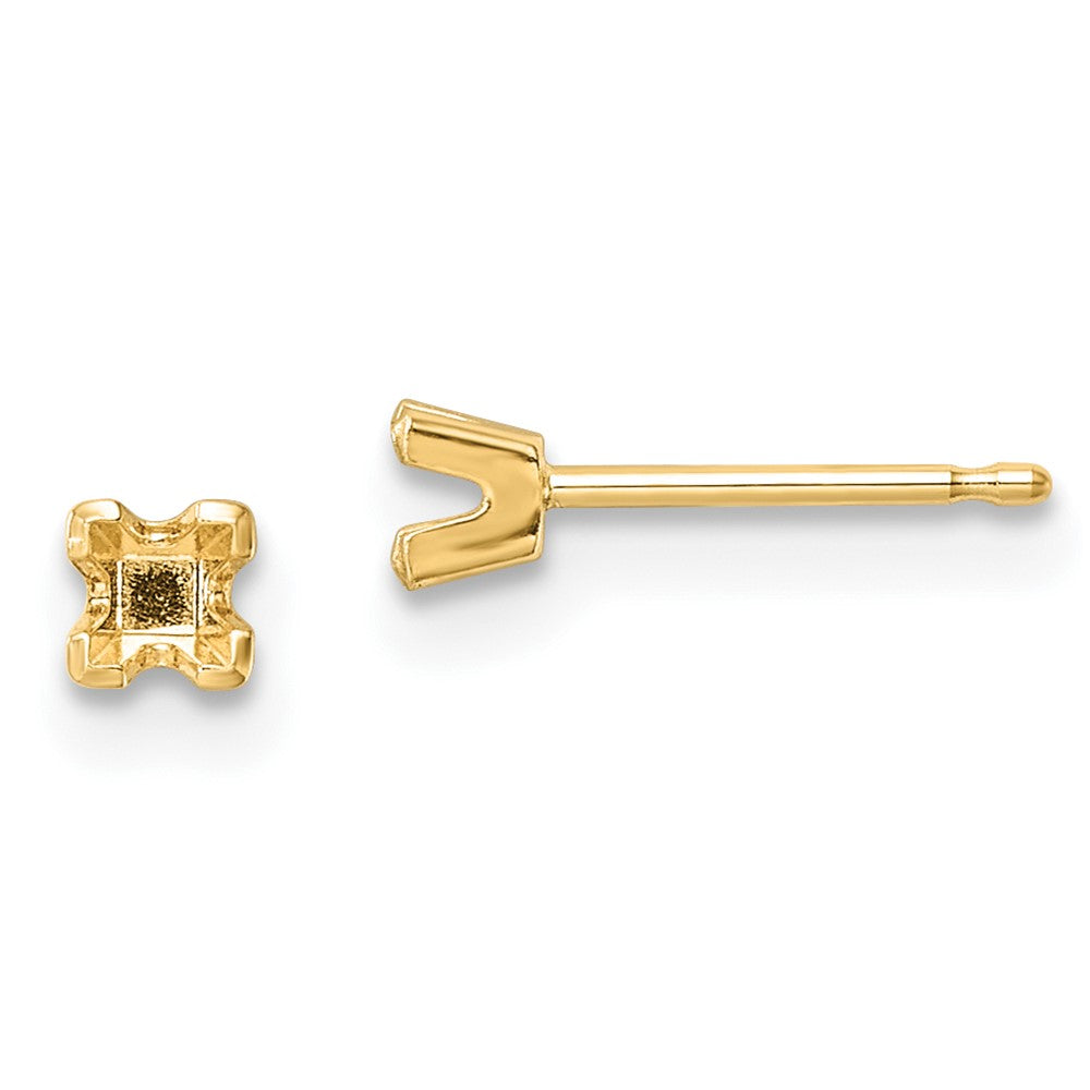 Princess Cut Stud Earring Mountings - WBC
