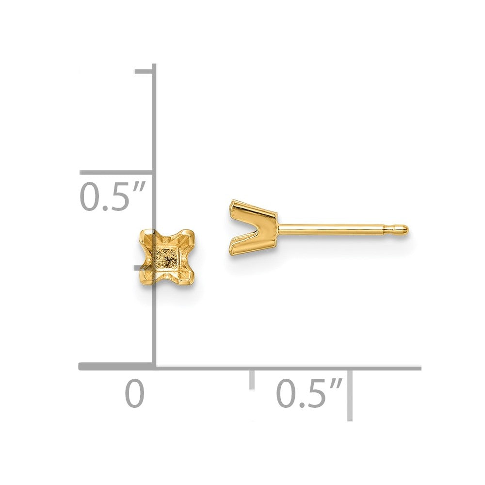 Princess-cut Stud Earring Mountings - WBC
