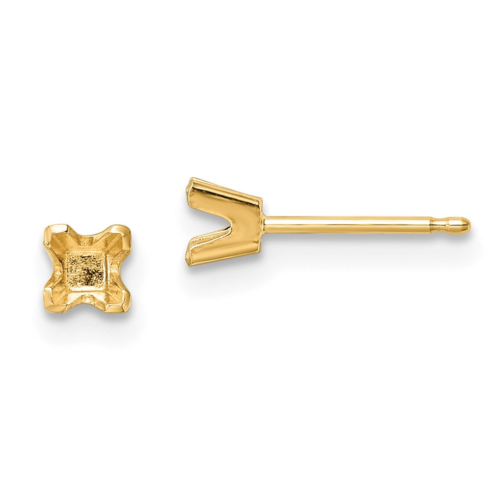 Princess-cut Stud Earring Mountings - WBC