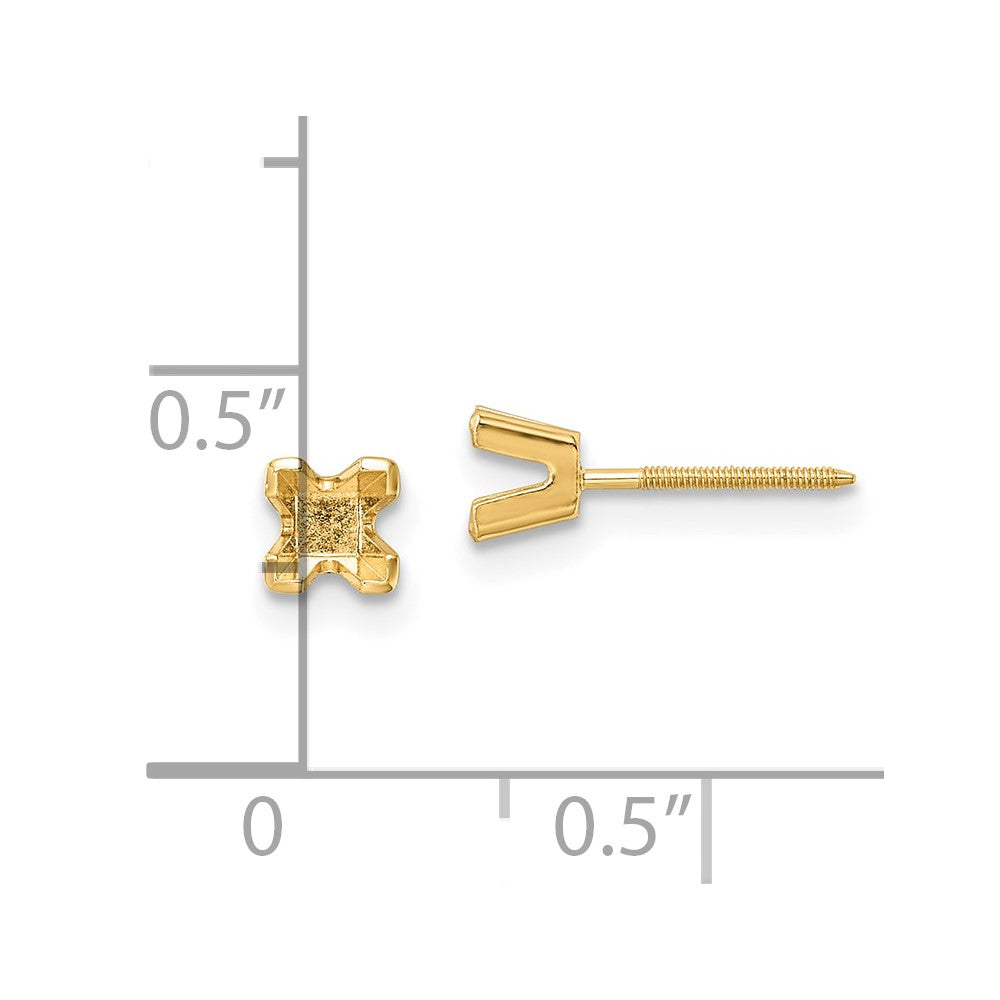 Princess-cut Stud Earring Mountings - WBC