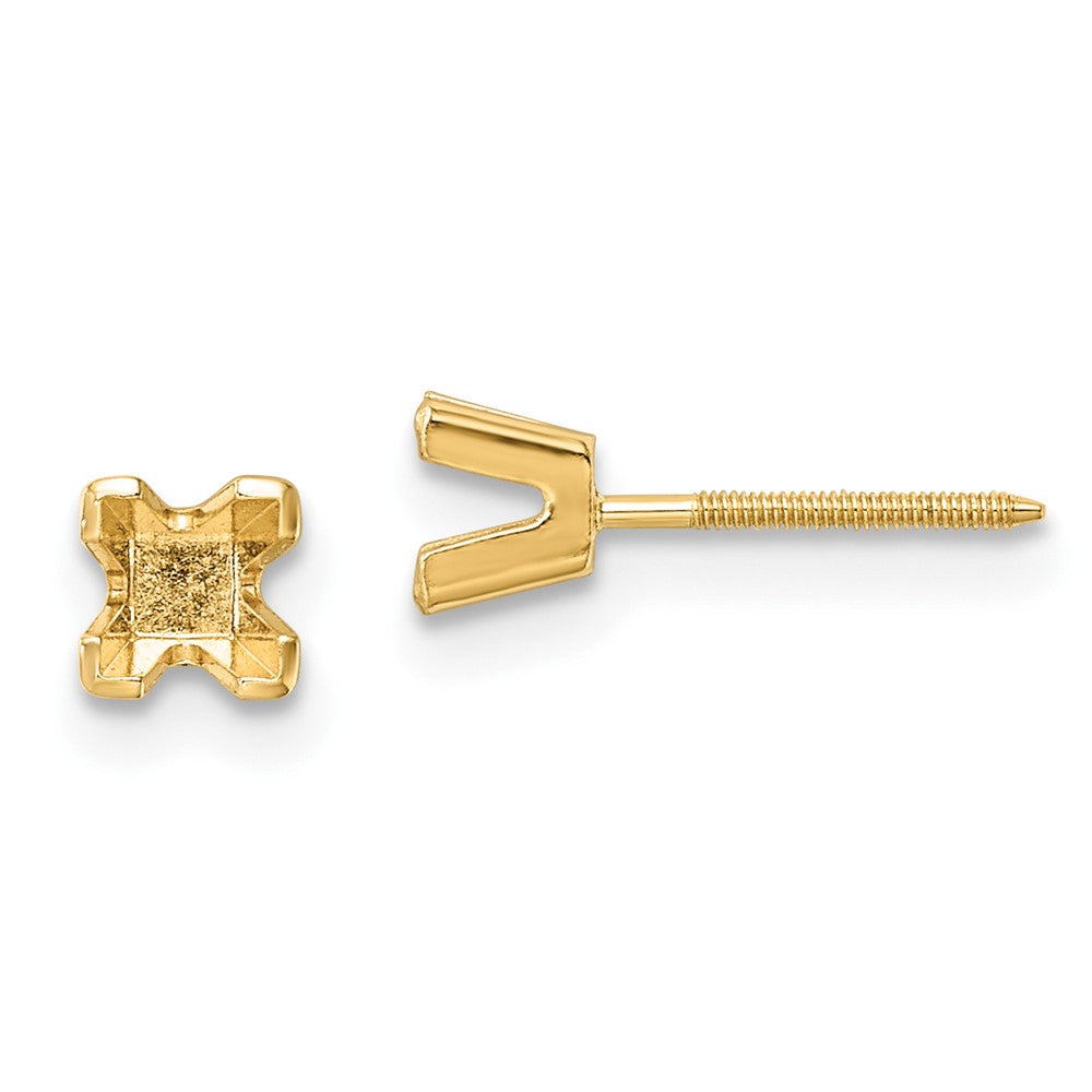 Princess-cut Stud Earring Mountings - WBC