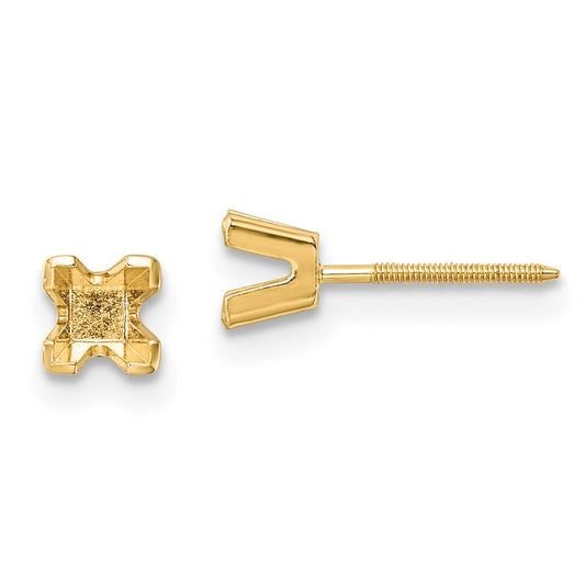 Princess-cut Stud Earring Mountings - WBC