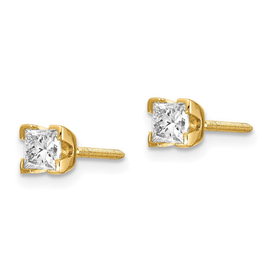 AA Quality Complete Princess-cut Diamond Stud Earrings - WBC