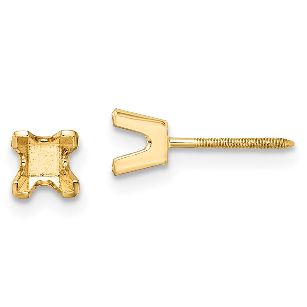 Princess-cut Stud Earring Mountings - WBC