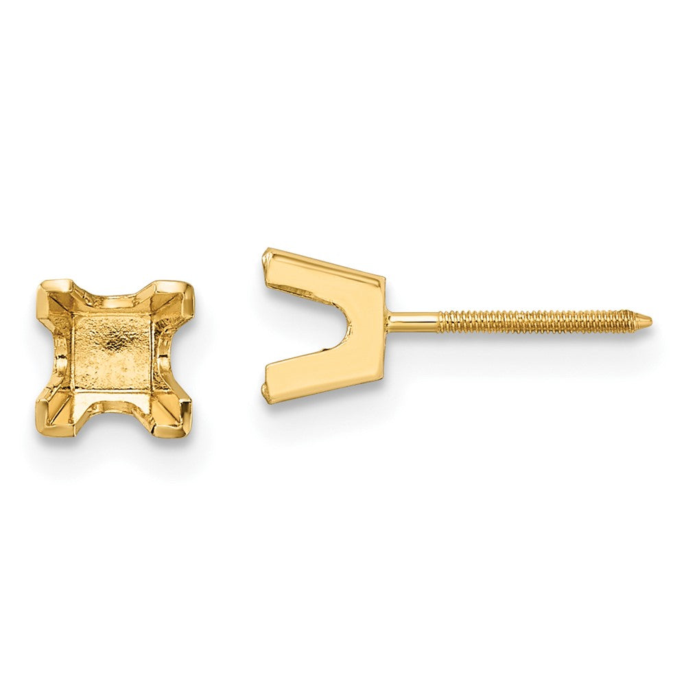 Princess-cut Stud Earring Mountings - WBC