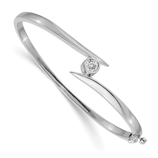 Holds 3/8 carat Round Stone Hinged Oval Bangle Bracelet Mounting - WBC