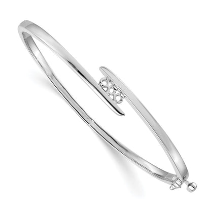Holds 1/3 carat 3- Round Stones Hinged Oval Bangle Bracelet Mounting - WBC