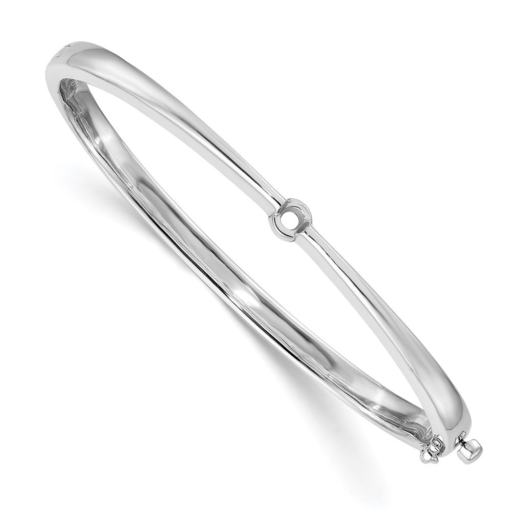 Holds 1/4 carat Round Stone Hinged Oval Bangle Bracelet Mounting - WBC