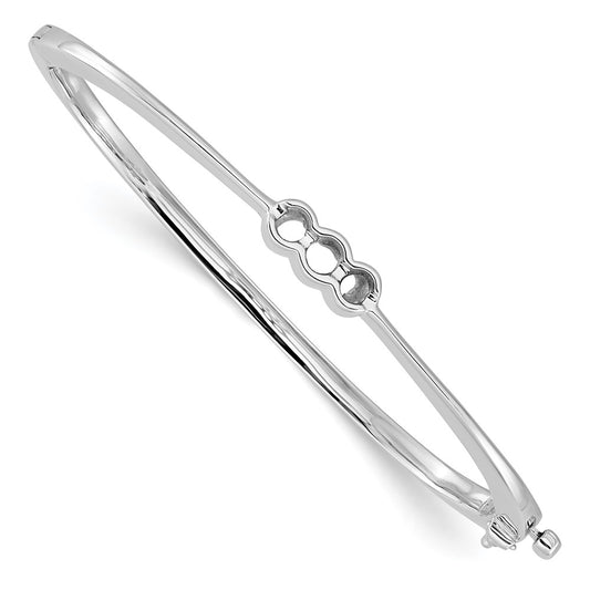 Holds 1/2 carat 1- and 2- Round Stones Hinged Oval Bangle Bracelet Mounting - WBC