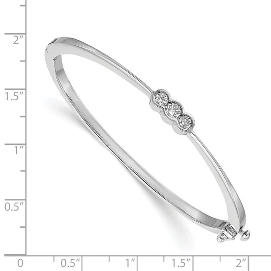 Complete 3-Stone 1/2 carat AA Diamond Hinged Oval Bangle Bracelet - WBC