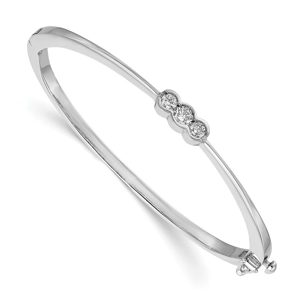 Complete 3-Stone 1/2 carat AA Diamond Hinged Oval Bangle Bracelet - WBC