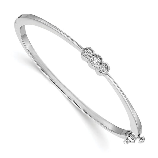 Complete 3-Stone 1/2 carat AA Diamond Hinged Oval Bangle Bracelet - WBC