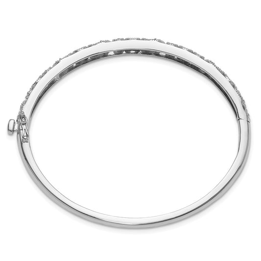Swirl Design Holds 3/4 carat (5-/6-/12- Round Stones) Hinged Oval Bangle Mounting - WBC