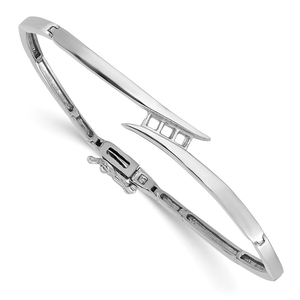 Holds 1/4 carat 3- Round Stones Hinged Bangle Bracelet Mounting - WBC