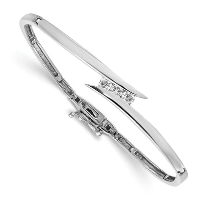 Complete 3-Stone 1/4 carat AA Diamond Hinged Bangle Bracelet - WBC