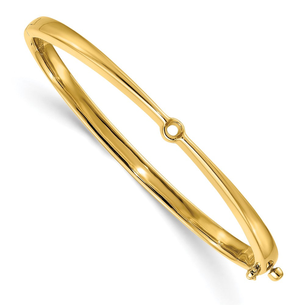 Holds 1/4 carat Round Stone Hinged Oval Bangle Bracelet Mounting - WBC