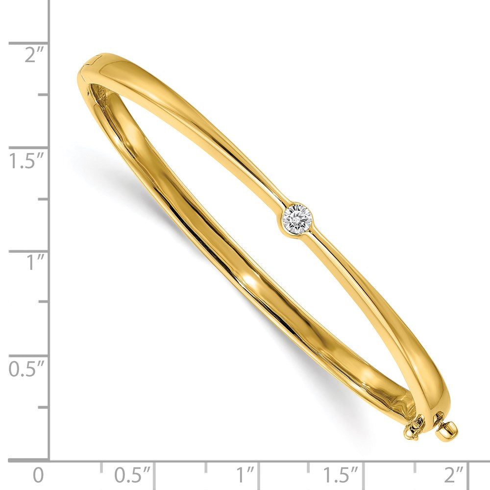 Polished Complete 1/4 carat AA Diamond Hinged Oval Bangle Bracelet - WBC
