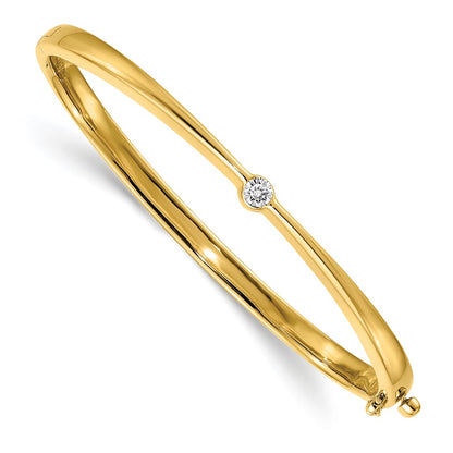 Polished Complete 1/4 carat AA Diamond Hinged Oval Bangle Bracelet - WBC