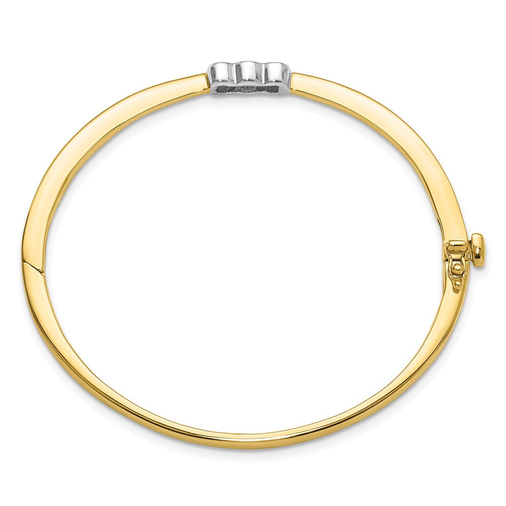 Two-tone Holds 1/2 carat 1- and 2- Round Stones Hinged Oval Bangle Bracelet Mounting - WBC