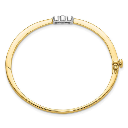 Two-tone Holds 1/2 carat 1- and 2- Round Stones Hinged Oval Bangle Bracelet Mounting - WBC