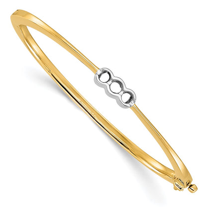 Two-tone Holds 1/2 carat 1- and 2- Round Stones Hinged Oval Bangle Bracelet Mounting - WBC