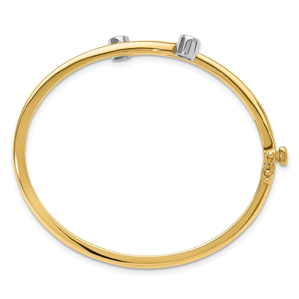 Two-tone Holds 1/2 carat 2- Round Stones Hinged Oval Bangle Bracelet Mounting - WBC