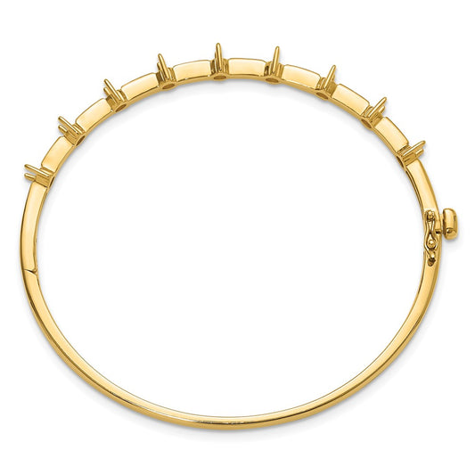 Holds 7/8 carat 9- Round Stones Hinged Oval Bangle Bracelet Mounting - WBC