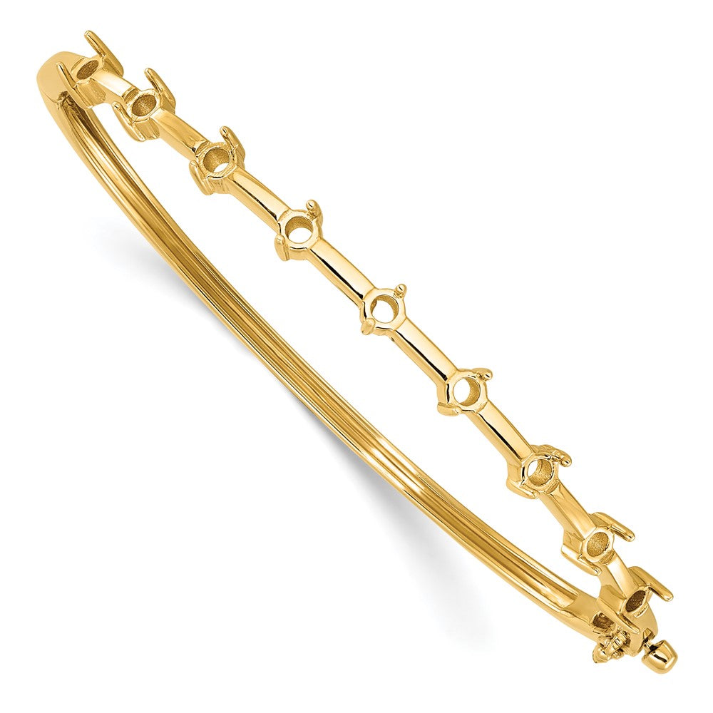 Holds 7/8 carat 9- Round Stones Hinged Oval Bangle Bracelet Mounting - WBC