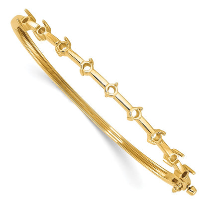 Holds 7/8 carat 9- Round Stones Hinged Oval Bangle Bracelet Mounting - WBC