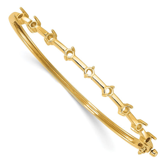 Holds 7/8 carat 9- Round Stones Hinged Oval Bangle Bracelet Mounting - WBC