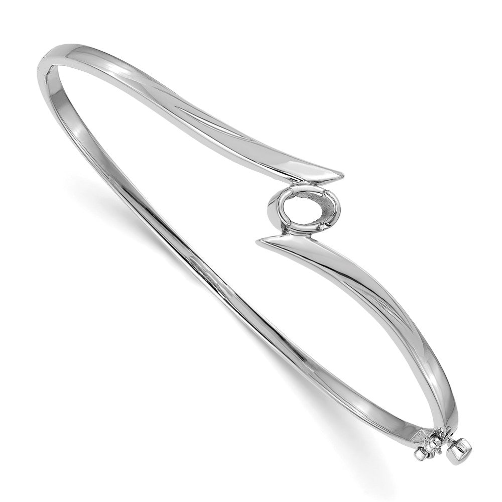 Holds 3/8 carat Oval Stone Hinged Oval Bangle Bracelet Mounting - WBC