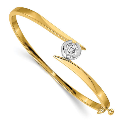 Two-tone Holds 1 carat Round Stone Hinged Oval Bangle Bracelet Mounting - WBC