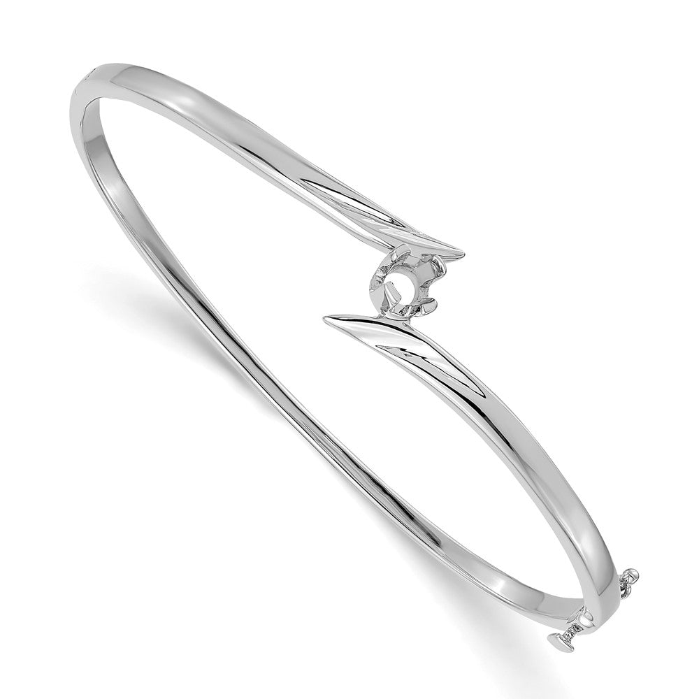 Holds 1/4 carat Round Stone Hinged Oval Bangle Bracelet Mounting - WBC