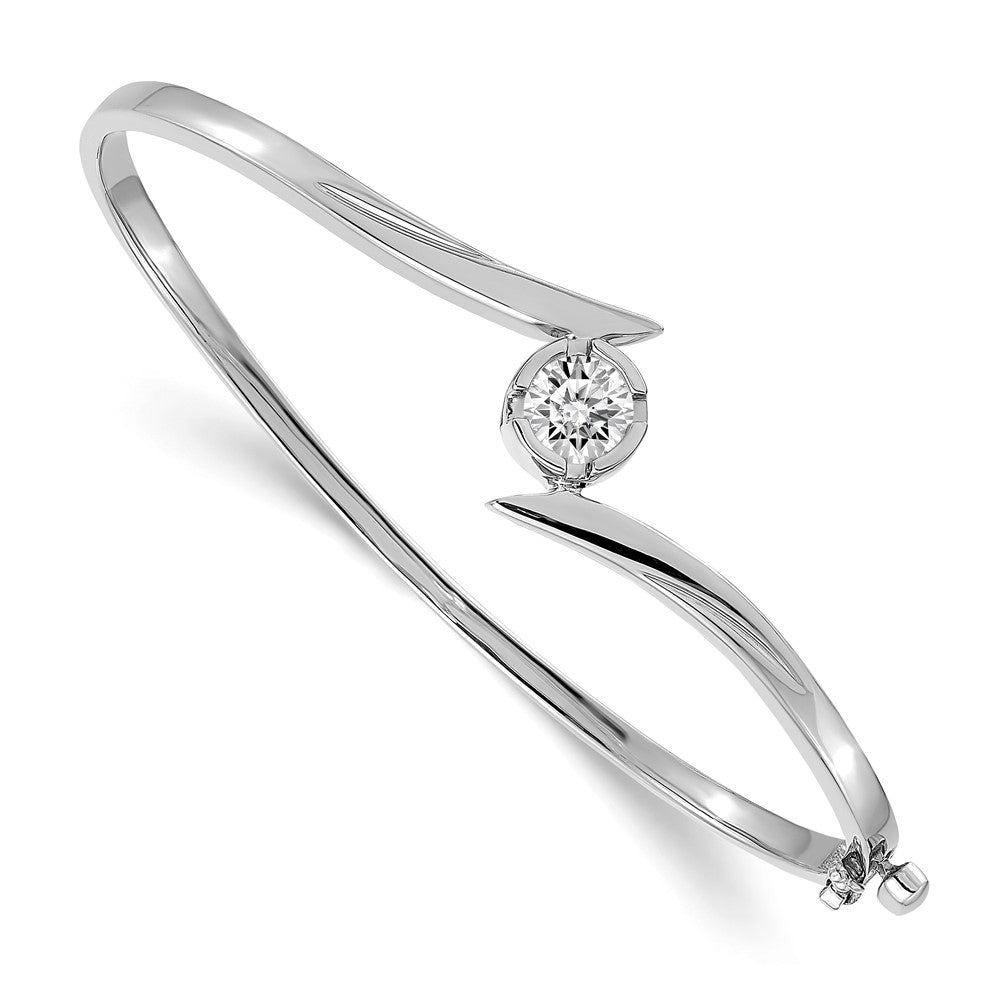 Holds 3/4 carat Round Stone Hinged Oval Bangle Bracelet Mounting - WBC
