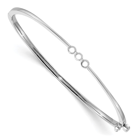 Holds 1/5 carat 3- Round Stones Hinged Oval Bangle Bracelet Mounting - WBC