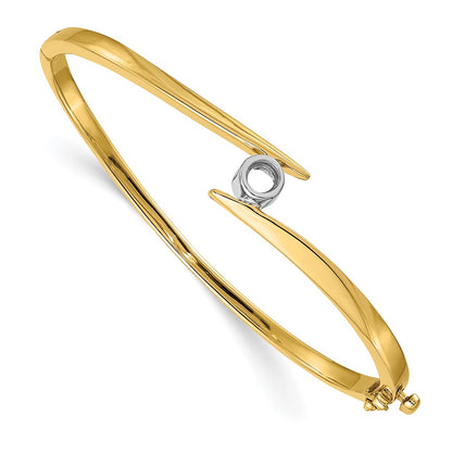 Two-tone Holds 1/3 carat Round Stone Hinged Oval Bangle Bracelet Mounting - WBC