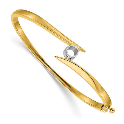 Two-tone Holds 3/8 carat Round Stone Hinged Oval Bangle Bracelet Mounting - WBC