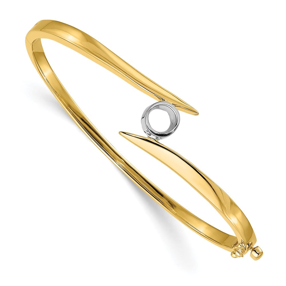 Two-tone Holds 3/4 carat Round Stone Hinged Oval Bangle Bracelet Mounting - WBC