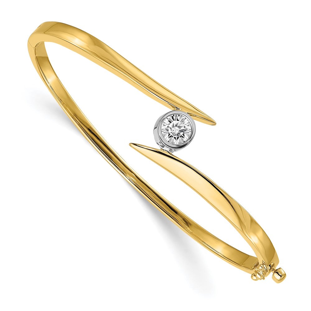 Two-tone Holds 3/4 carat Round Stone Hinged Oval Bangle Bracelet Mounting - WBC