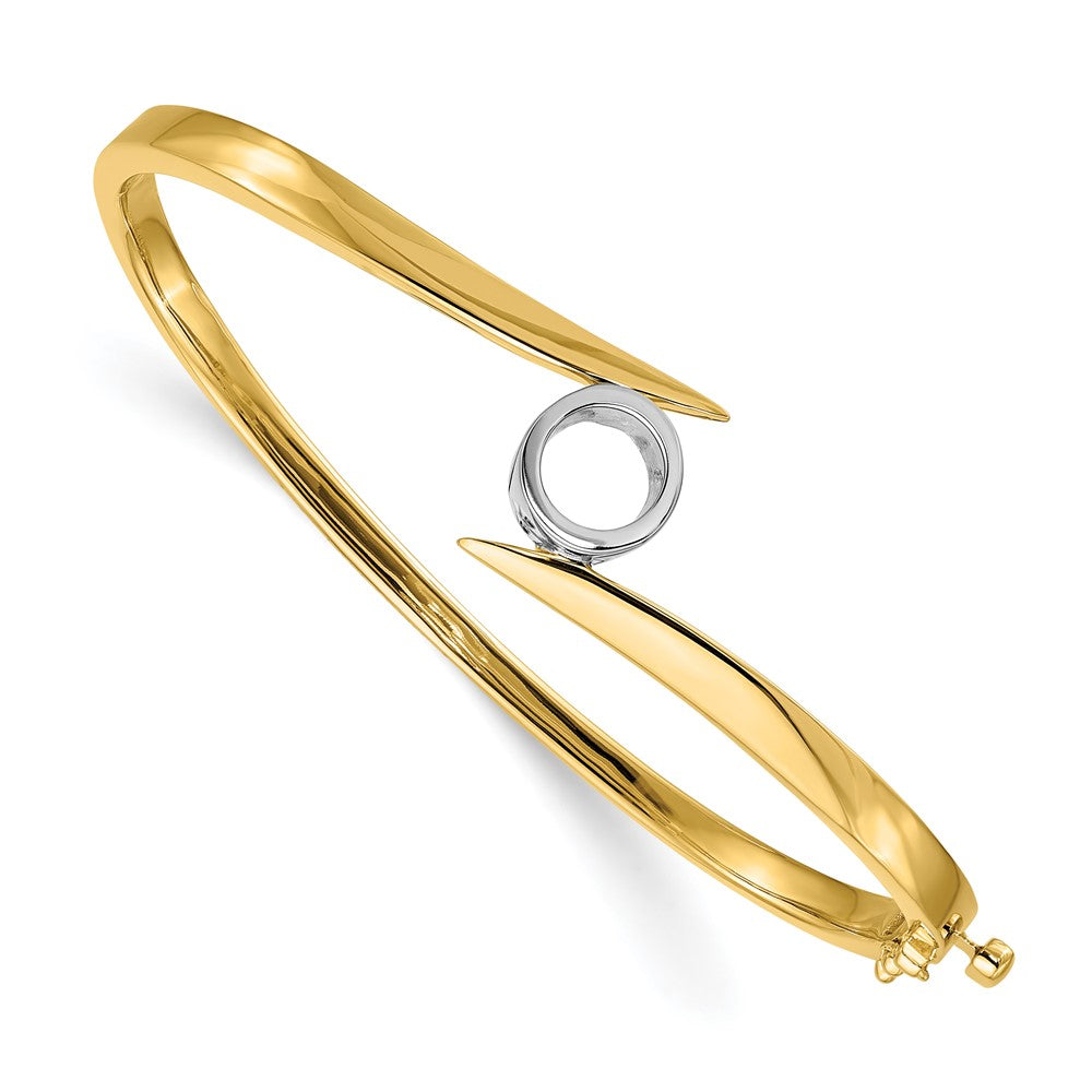 Two-tone Holds 1 carat Round Stone Hinged Oval Bangle Bracelet Mounting - WBC