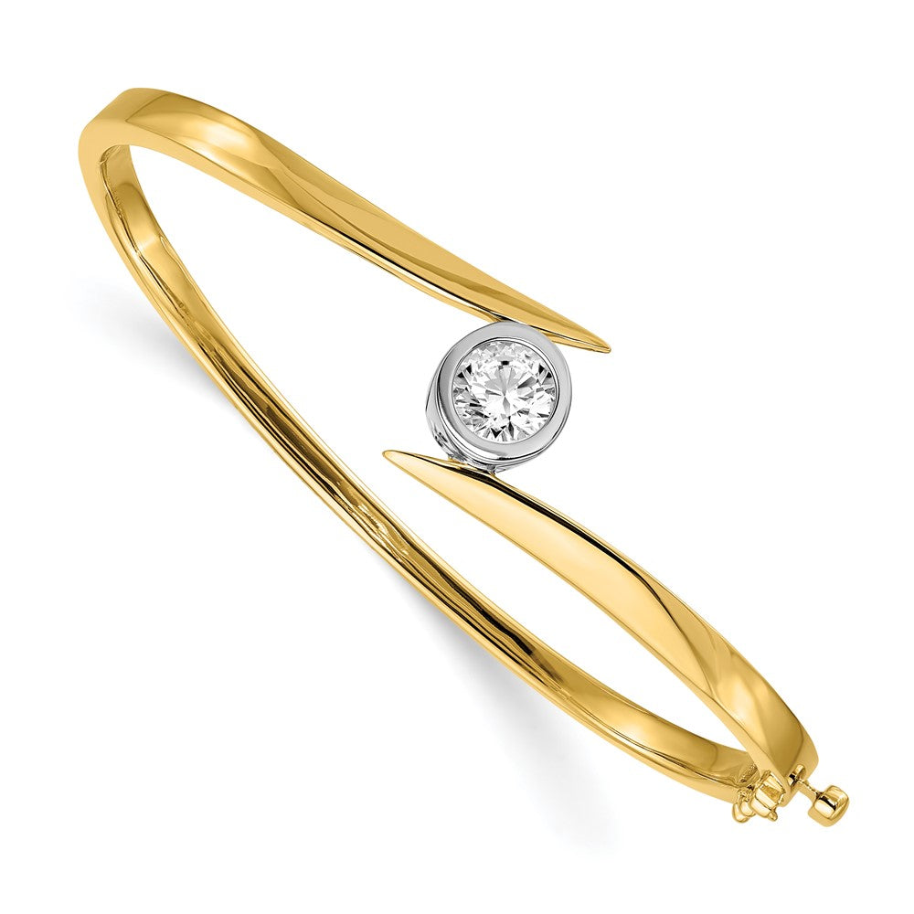 Two-tone Holds 1 carat Round Stone Hinged Oval Bangle Bracelet Mounting - WBC