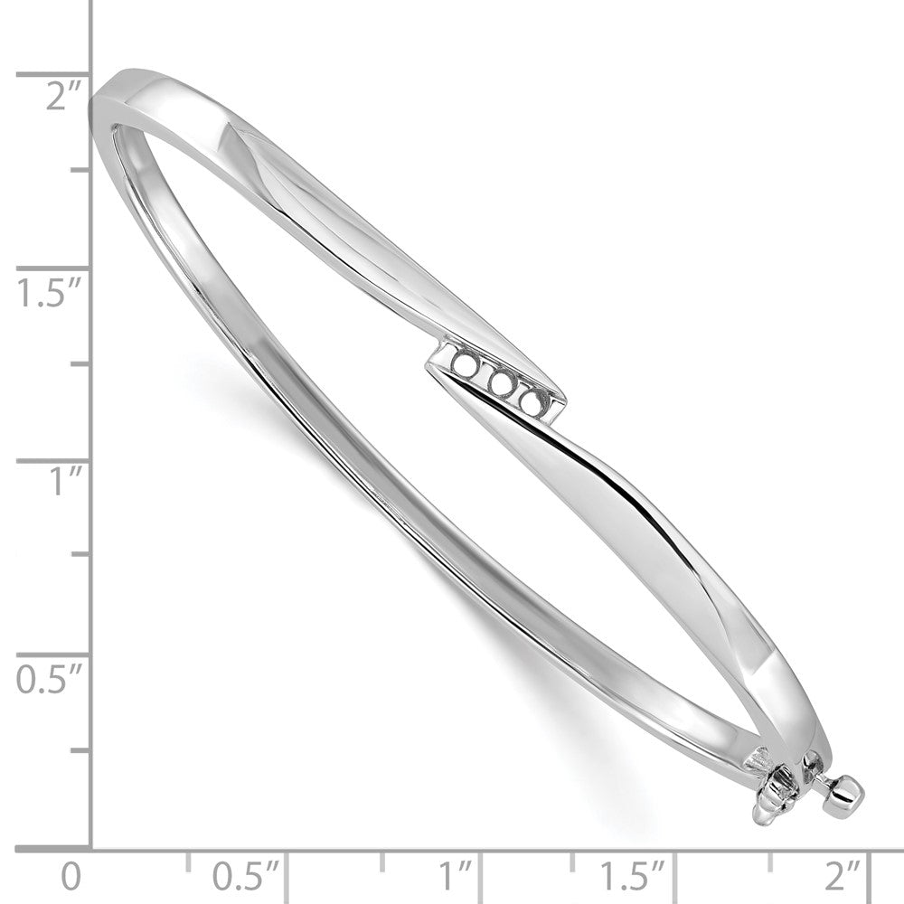 Holds 1/8 carat 3- Round Stones Hinged Oval Bangle Bracelet Mounting - WBC