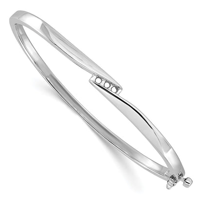 Holds 1/8 carat 3- Round Stones Hinged Oval Bangle Bracelet Mounting - WBC
