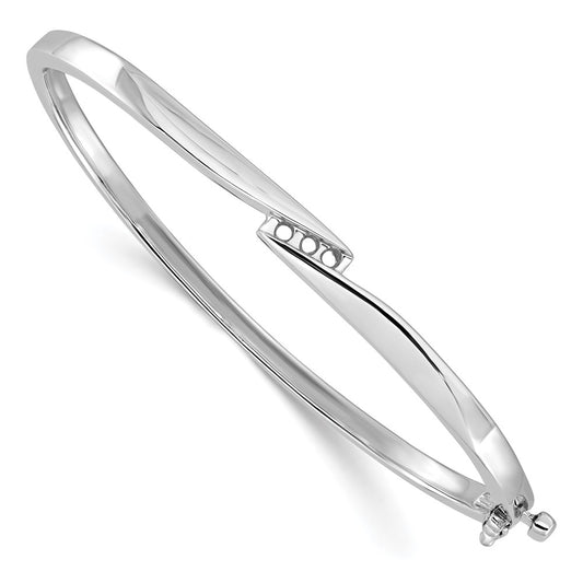Holds 1/8 carat 3- Round Stones Hinged Oval Bangle Bracelet Mounting - WBC