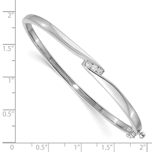 Complete 3-Stone 1/8 carat A Diamond Hinged Oval Bangle Bracelet - WBC