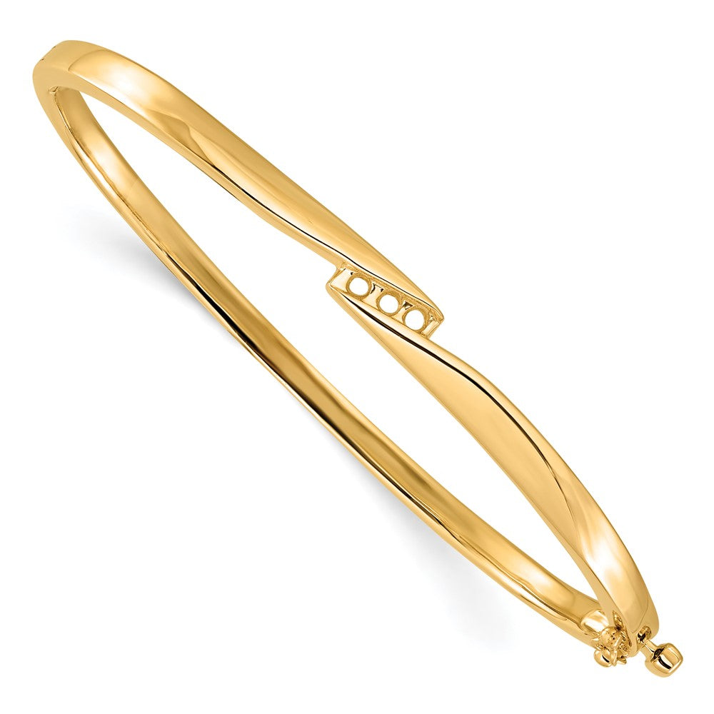 Holds 1/8 carat 3- Round Stones Hinged Oval Bangle Bracelet Mounting - WBC