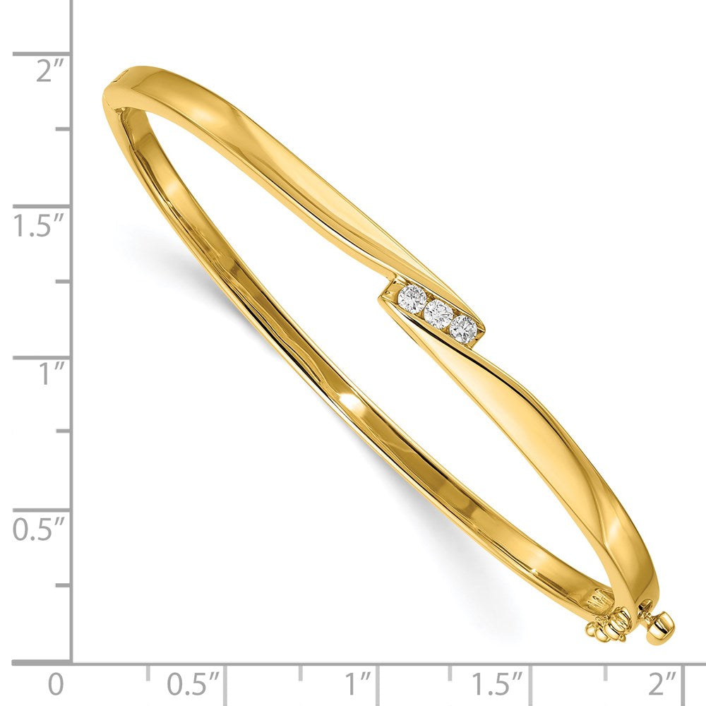 Complete 3-Stone 1/8 carat AA Diamond Hinged Oval Bangle Bracelet - WBC
