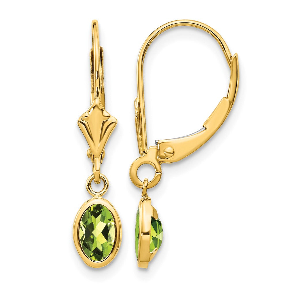 6x4 Oval Bezel August/Peridot Leverback Earrings - WBC