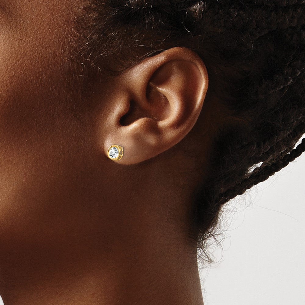 Round Bezel April/ Topaz Post Earrings - WBC