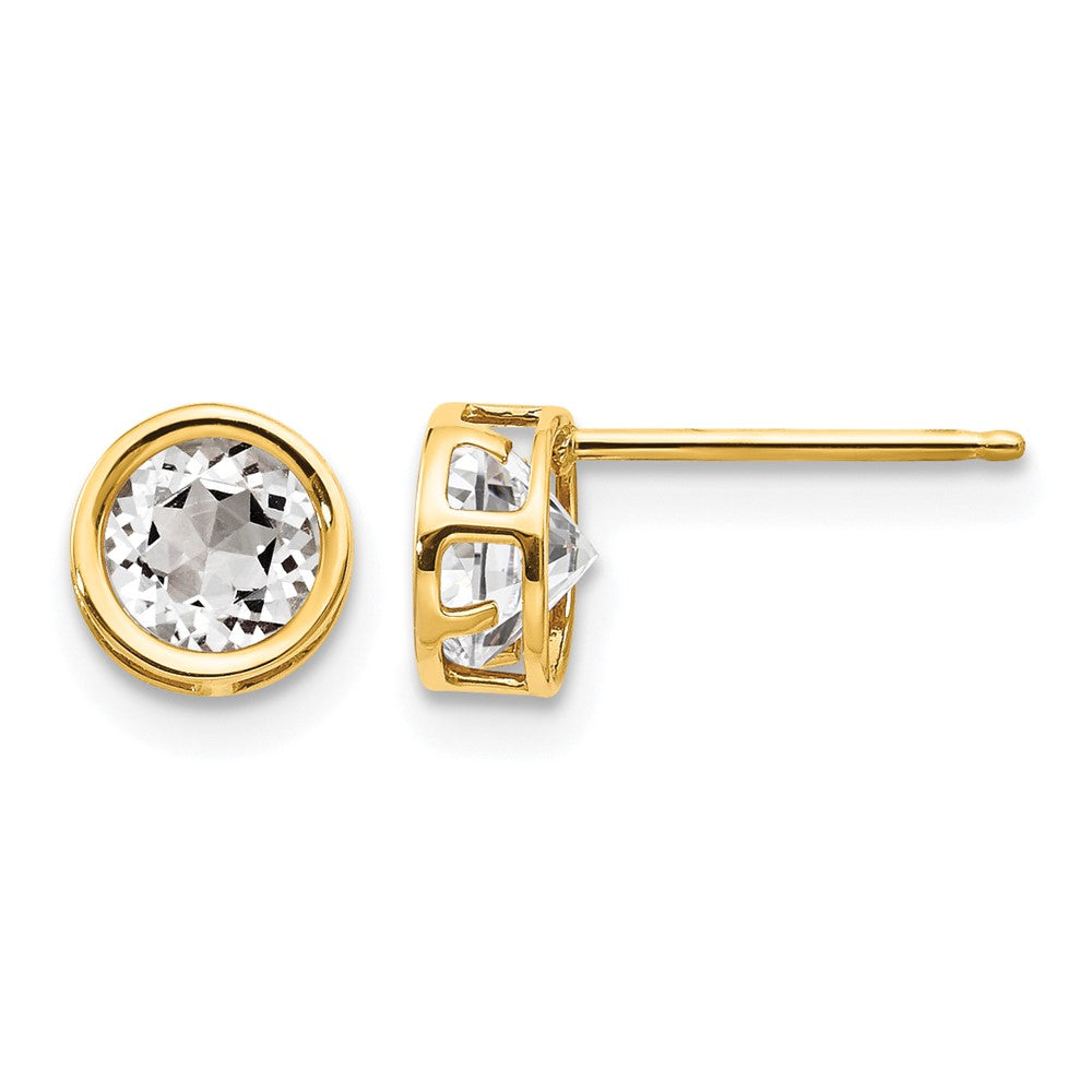 Round Bezel April/ Topaz Post Earrings - WBC